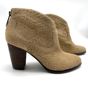 UGG 'Charlotte' Tan Calf Hair Snake Print Embossed Zip Ankle Boots Women's 6.5